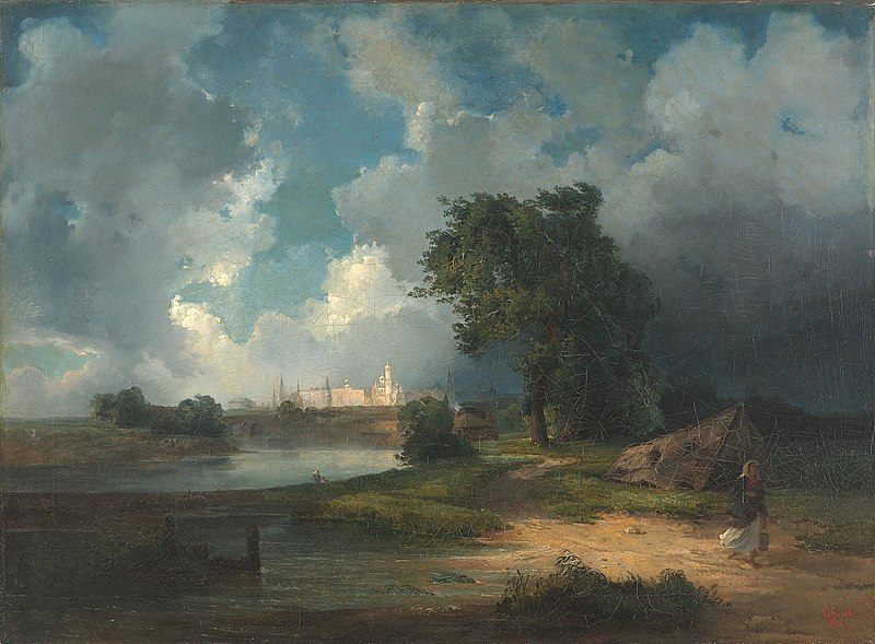 Вид на Кремль с Крымского моста в ненастную погоду 1851